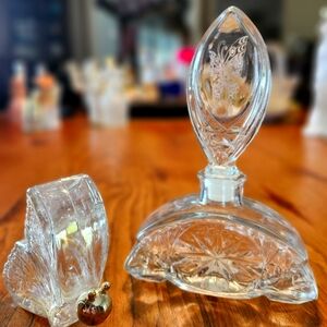 Vintage Avon Glass Butterfly Themed Empty Perfume Bottles (2)